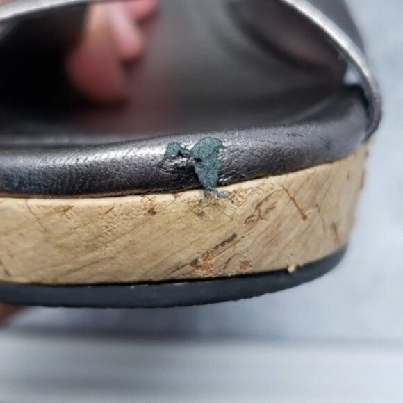 Cole Haan | Gunmetal Gray Silver Espadrille Wedge Sandals - Picture 10 of 10